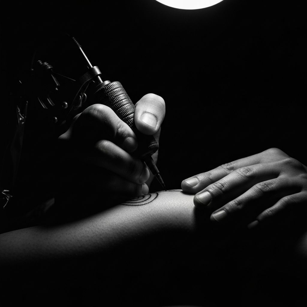 Tattoo artist at work